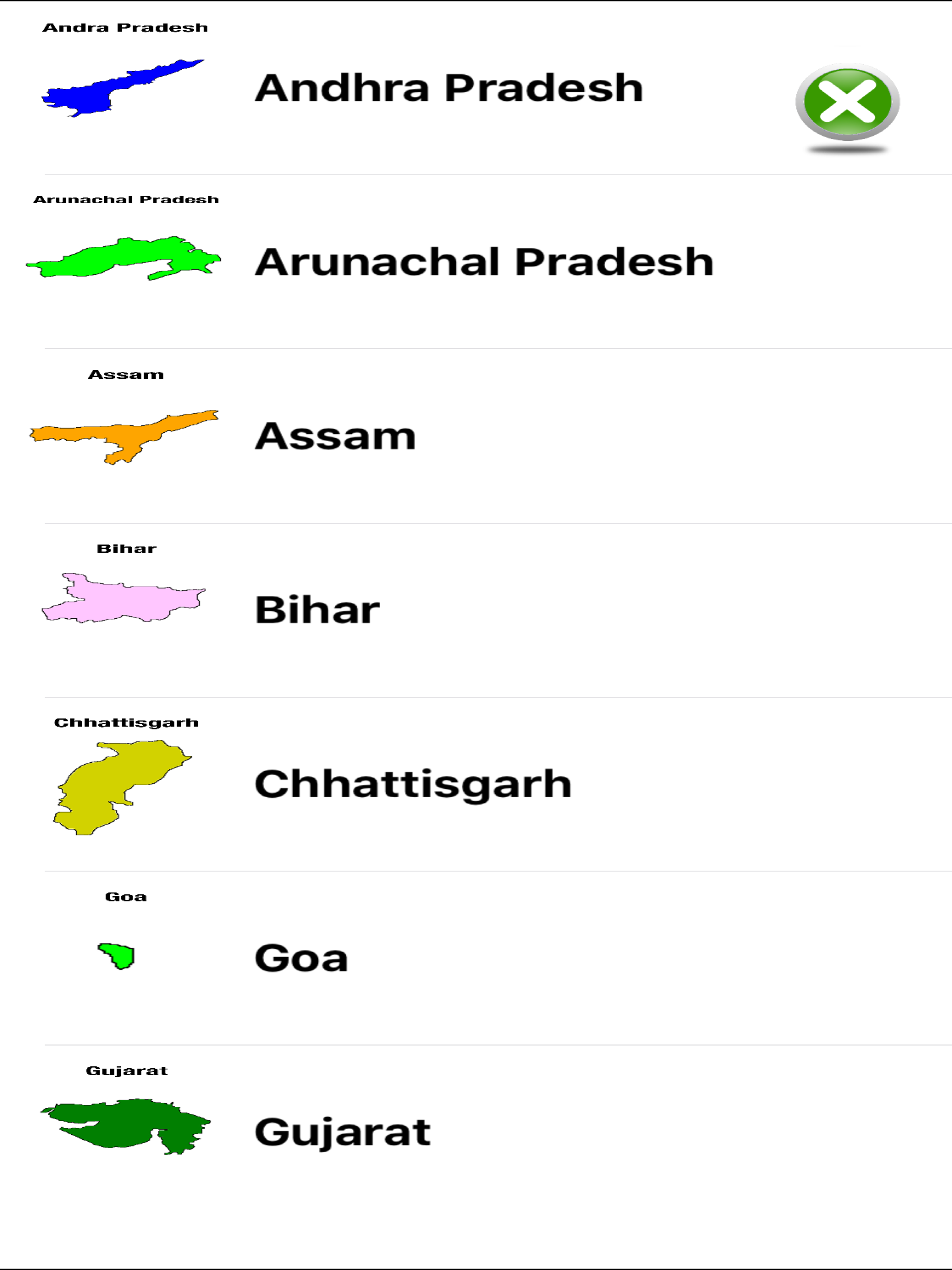 India States & Capitals. 4 Type of Quiz & Games!!!