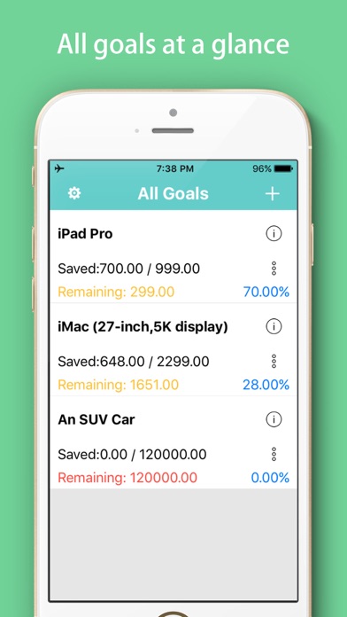 Screenshot #1 pour Savings Goals Tracker - Daily Saving Money Box