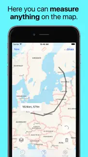 measure distance on map. land iphone screenshot 1