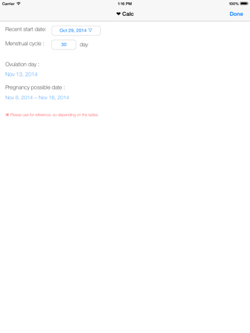 Screenshot #4 pour calculatrice de l'ovulation