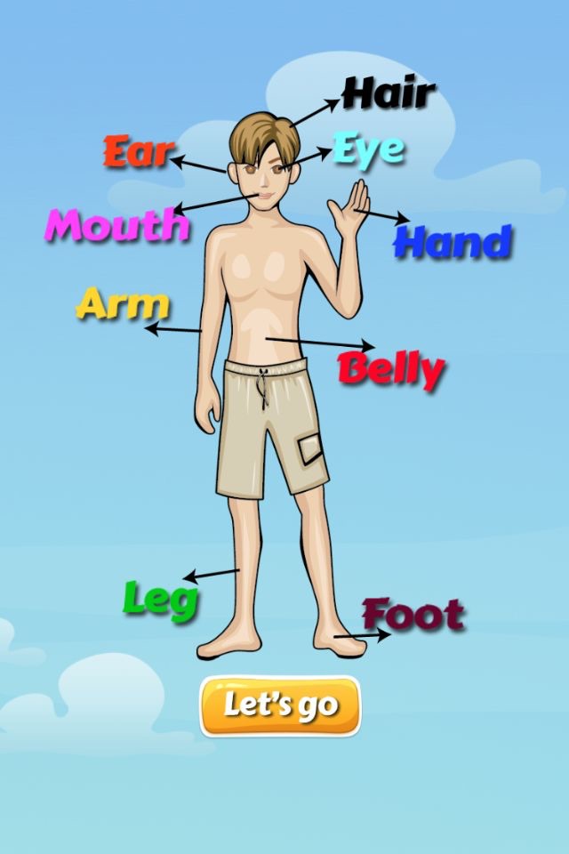 Body parts english vocabulary screenshot 2