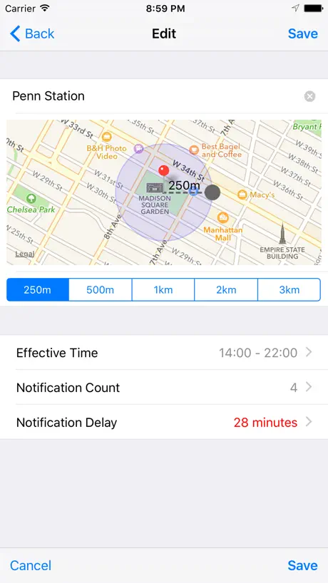 iGeoAlarmFree - Battery Friendly Location Alarm