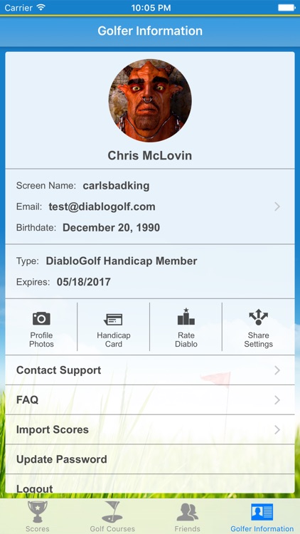 Diablo Golf Handicap Tracker