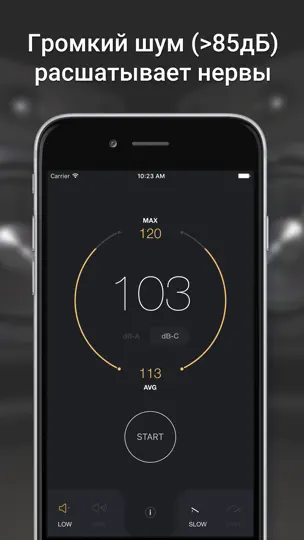 Скриншот Шумомер - измерение уровня окружающего шума на iPhone 4