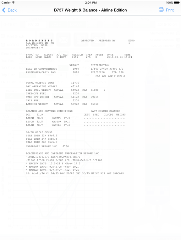 Screenshot #4 pour Weight and Balance B737