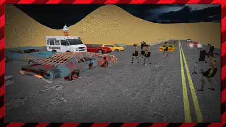 Bus driving getaway on Zombie highway apocalypse