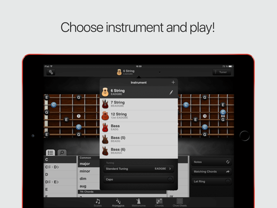 GuitarToolkit - tuner, metronome, chords & scales iPad app afbeelding 5