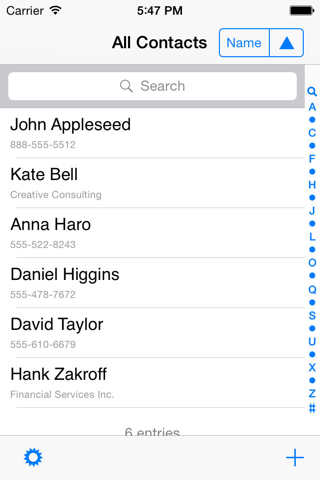 Contacts last entries & search screenshot 2