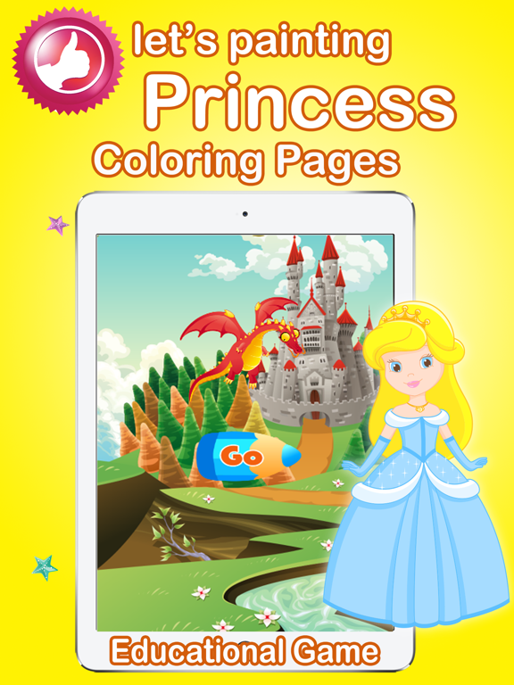 Girls Princess Coloring Pages Education Game iPad screenshot