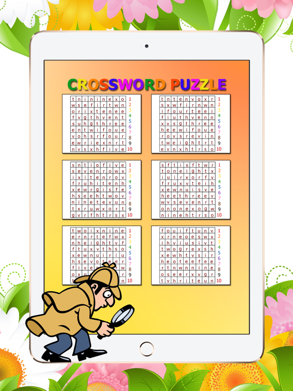 Crossword Puzzle Numbers: Games Word Search 1-10 in the space by paint iPad screenshot