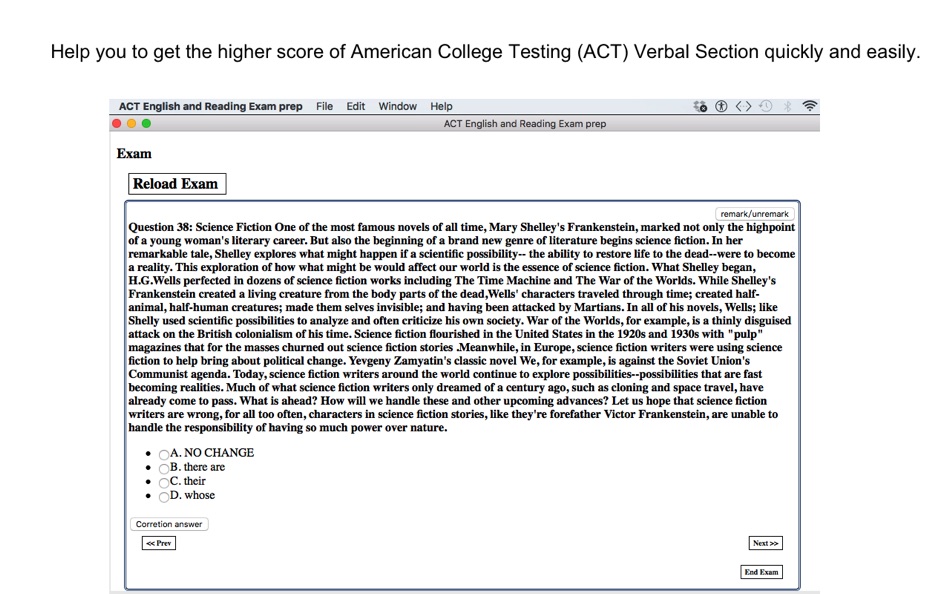 ACT English and Reading Exam prep - 1.1 - (macOS)