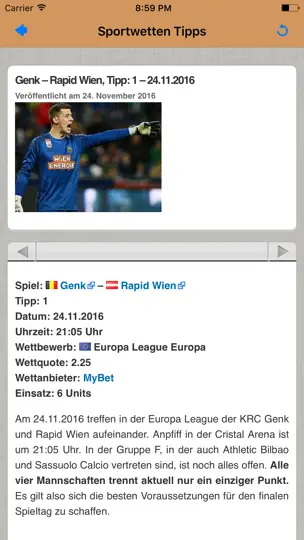 Screenshot von Sportwetten Tipps Der Wettbasis auf dem iPhone 5
