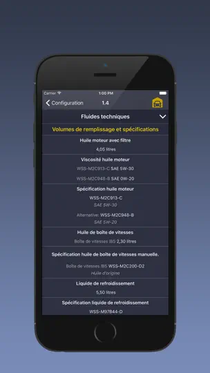 Capture d'écran de TechApp Pour Ford sur iPhone 5