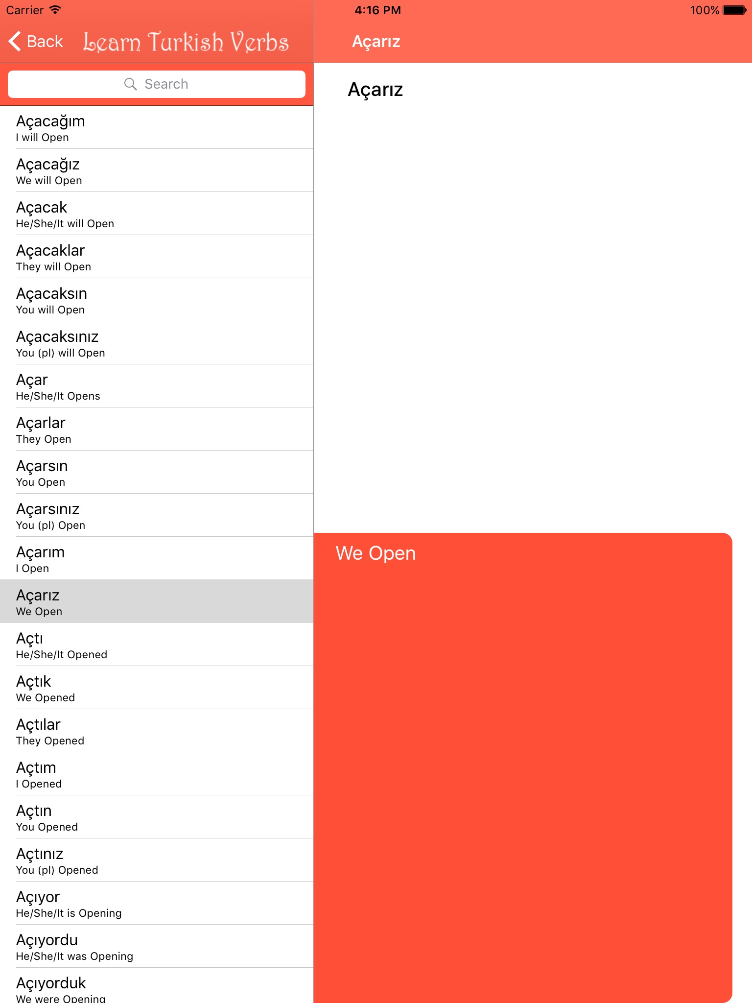 Learn Turkish Verbs - Dictionary screenshot 2