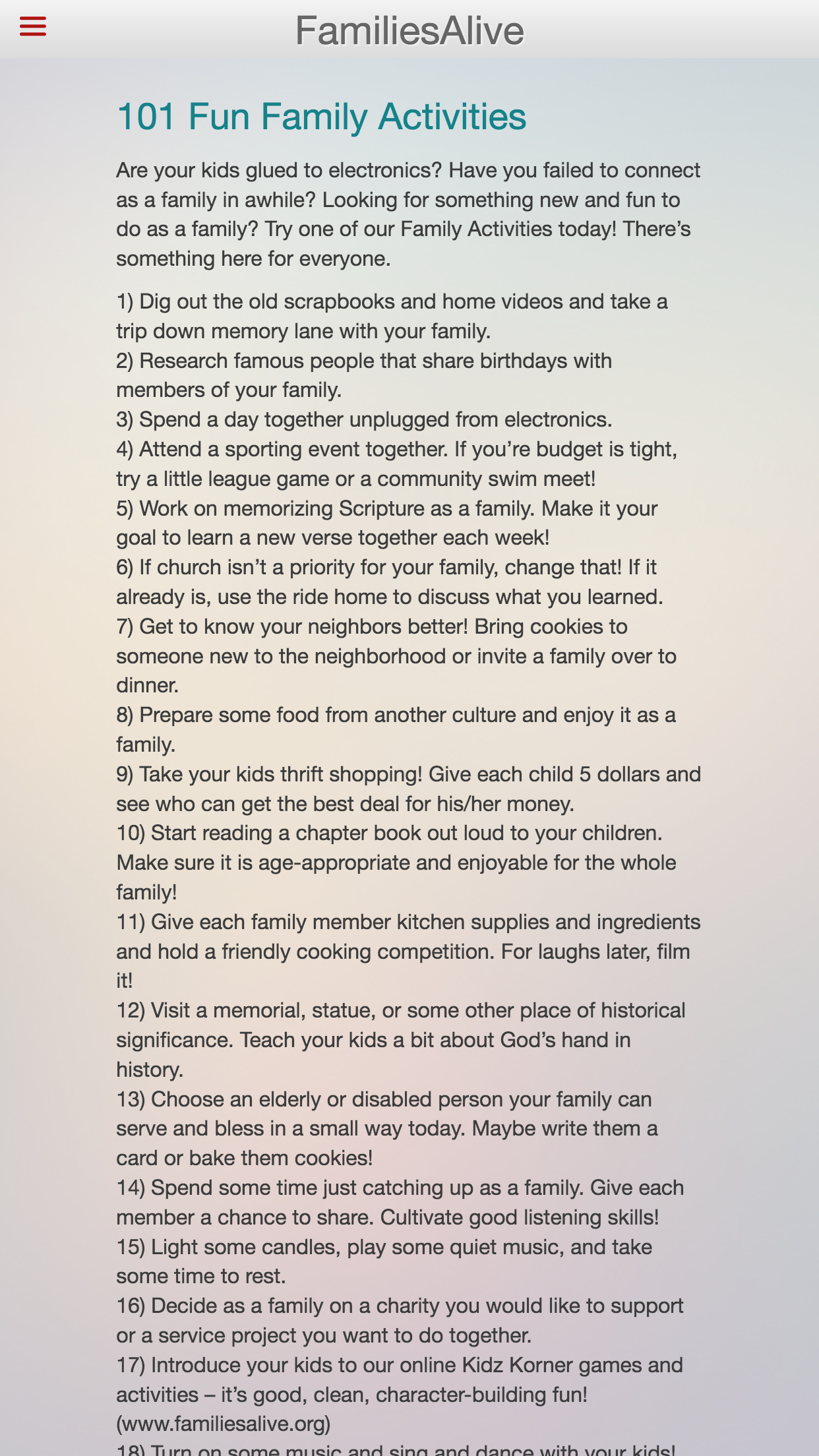 FamiliesAlive | fun & meaningful family devotions screenshot 5