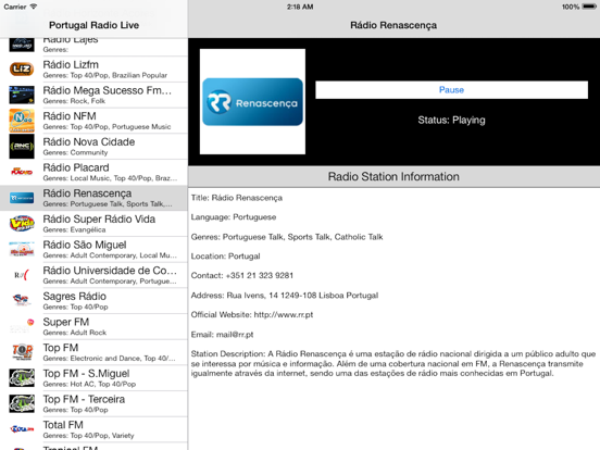 Portugal Radio Live Player (Portuguese / português / língua portuguesa) iPad screenshot