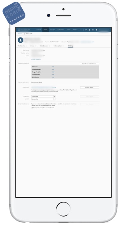 DESKTOP VIEW + LOGIN for tableau