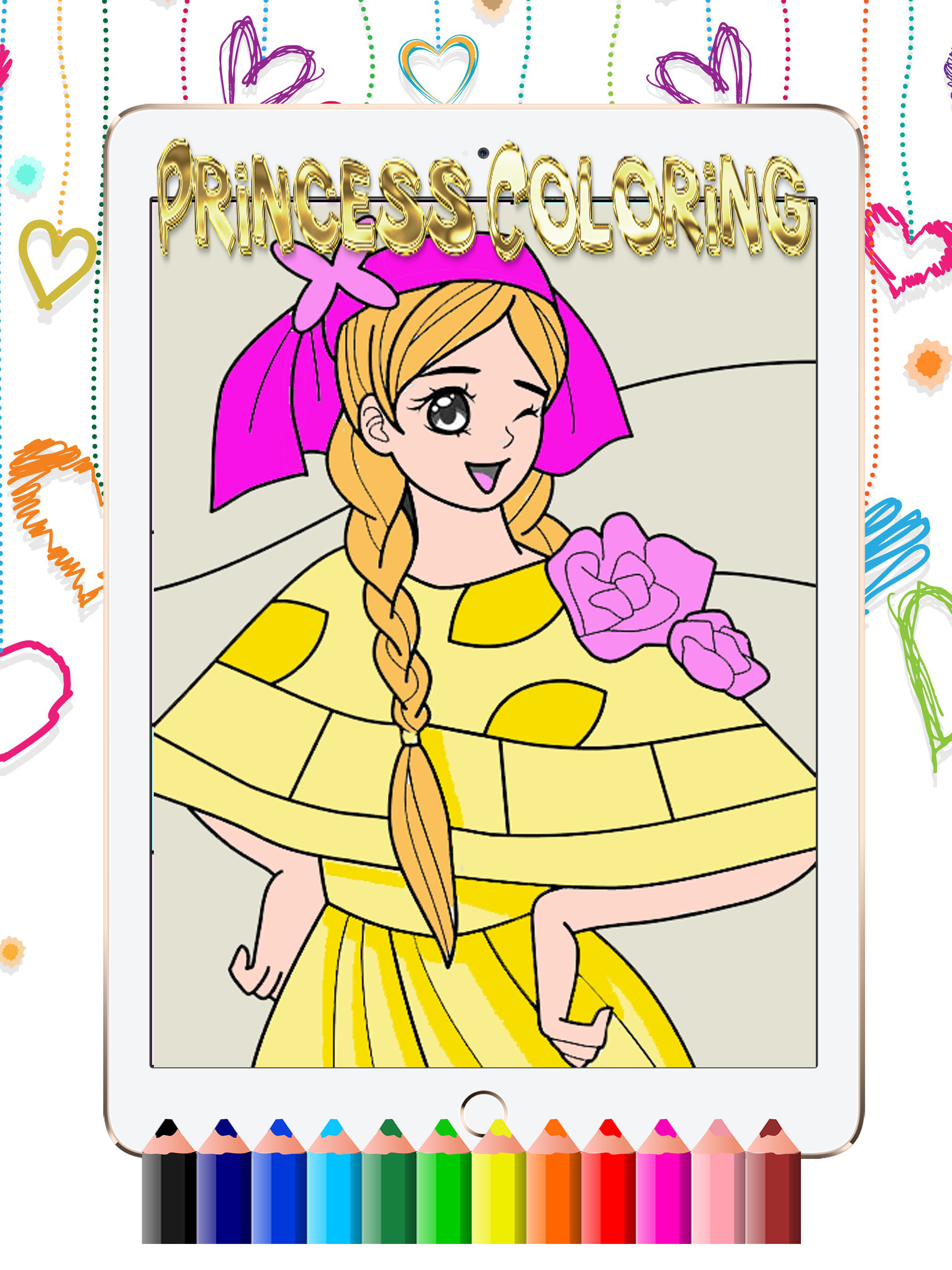 princess cute coloring pages - Games learning painting drawing for kids free screenshot 4