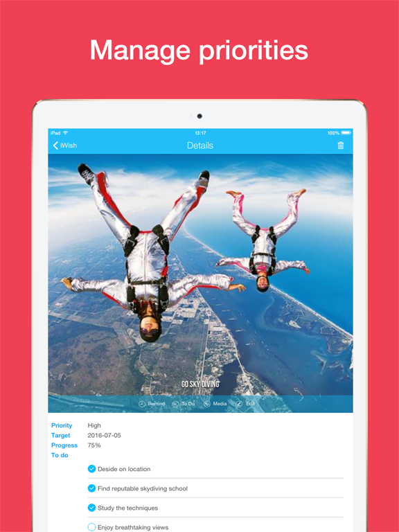 iWish - Life Goals, Wishlist, Bucket List iPad screenshot 3 - Lifestyle app