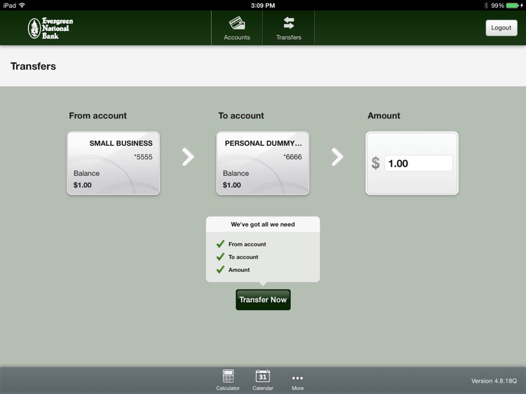 Evergreen National Bank Mobile for iPad screenshot-3