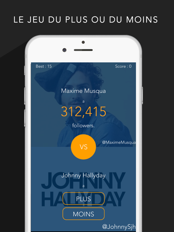 Screenshot #4 pour Le jeu du plus ou du moins, Followers pour Twitter