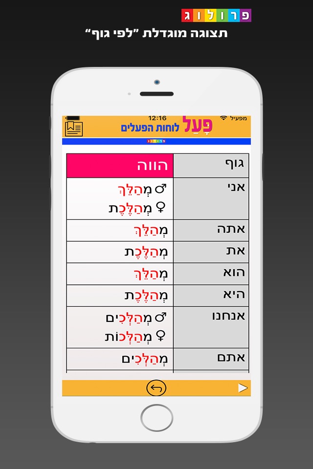 הפעלים בעברית | פרולוג screenshot 3