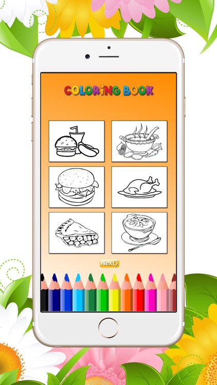 Food Coloring Book for Adults and Kids: Learn to color and draw a fast food, rice and more screenshot-3