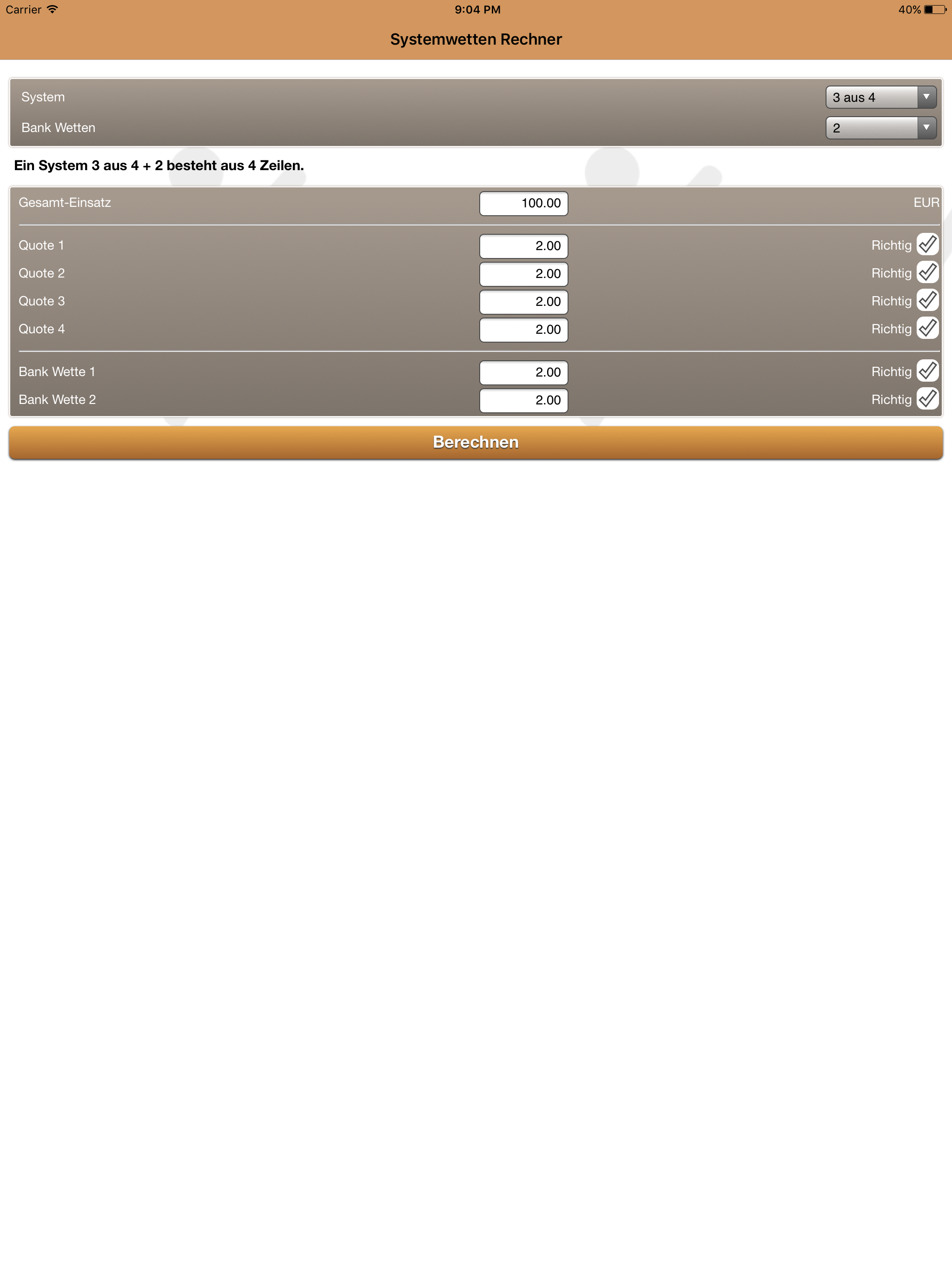 Systemwetten Rechner der Wettbasis screenshot 9