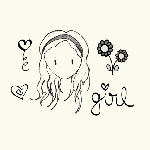 Girly Doodle Sticker pack for cute girls in love icon