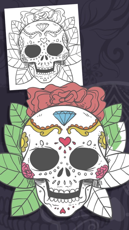 Sugar Mexican skull coloring for adults - Pro