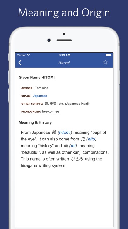 Name Origin Dictionary - etymology of names