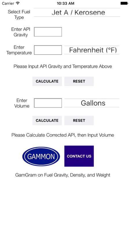Gammon API Gravity Calculator screenshot 1 of 3