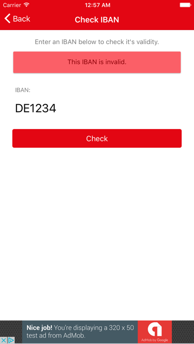 IBAN-Test iPhone screenshot