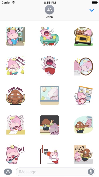 Cute Pink Rhino sticker pack