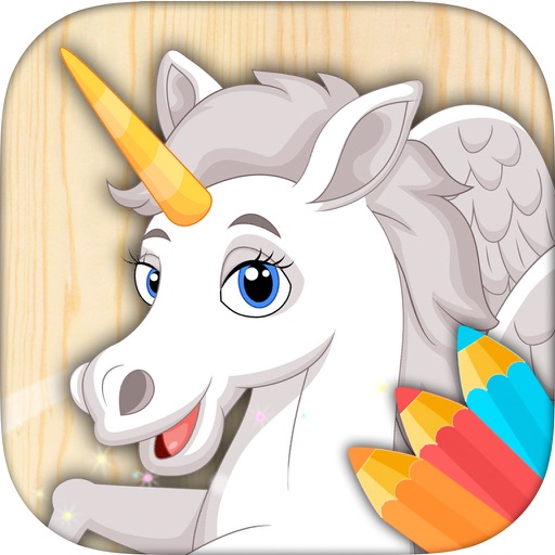 Unicorn & pegasus coloring pages Fantastic animals icon