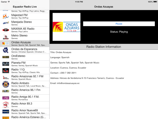 Ecuador Radio Live Player (Quito / Spanish / Equador) iPad screenshot