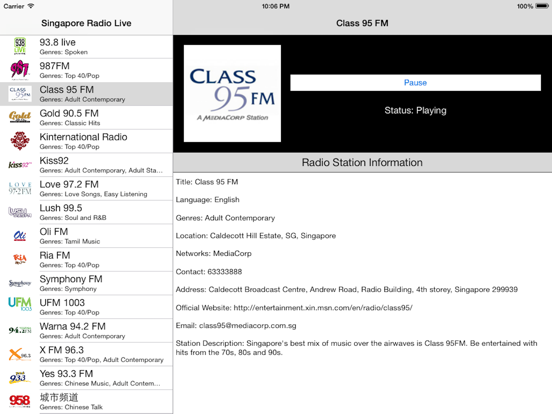 Screenshot #5 pour Singapore Radio Live Player (新加坡电台 / 電台)