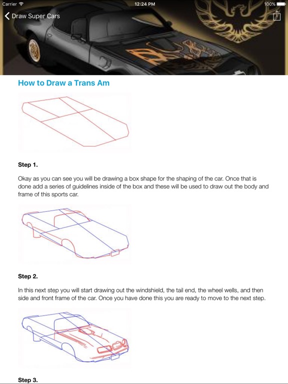 Screenshot #5 pour How To Draw Super Cars - Step By Step Drawing