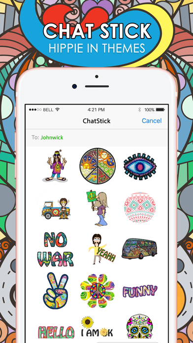 Screenshot #1 pour Hippie Emoji Stickers Keyboard Themes ChatStick