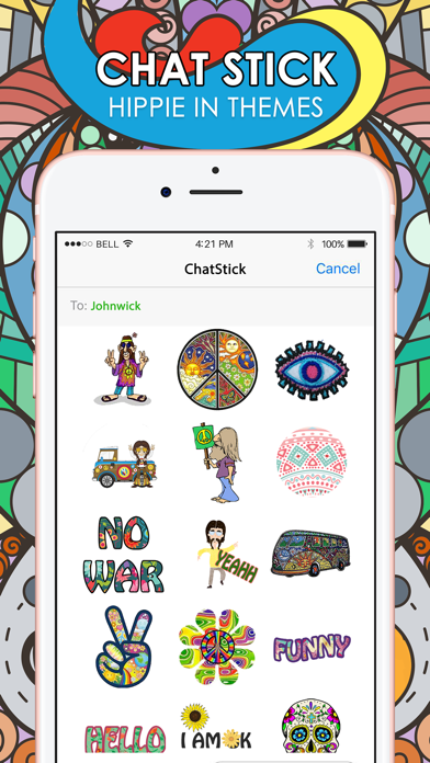 Hippie Emoji Stickers Keyboard Themes ChatStick Screenshot