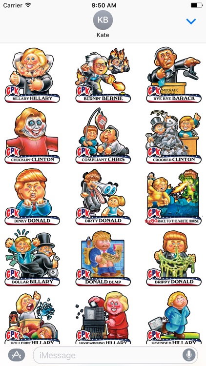 Garbage Pail Kids GPK Election Stickers