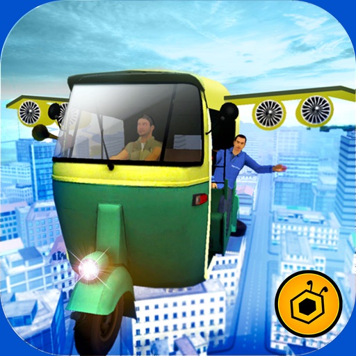 Futuristic Flying tuk tuk rickshaw simulator 3D