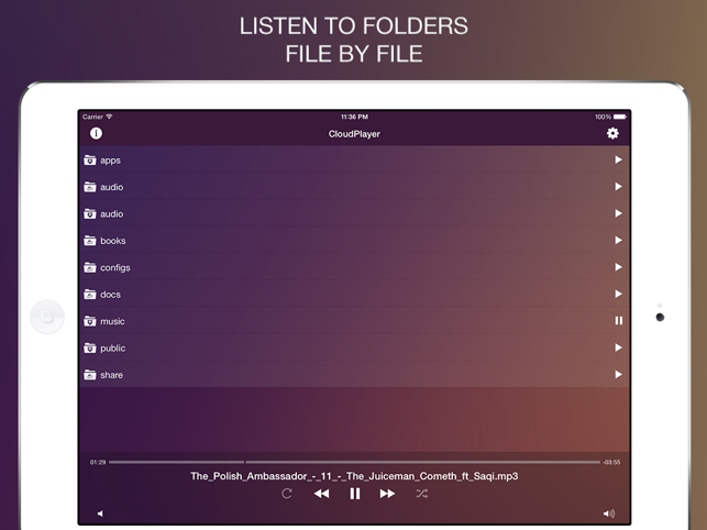 ‎CloudPlayer Pro - audio player from clouds Screenshot