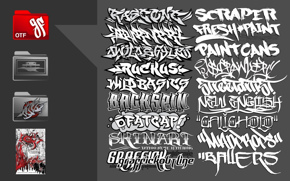 #2. Graffiti Fonts 4 (macOS) Podle: Highground Industries LLC