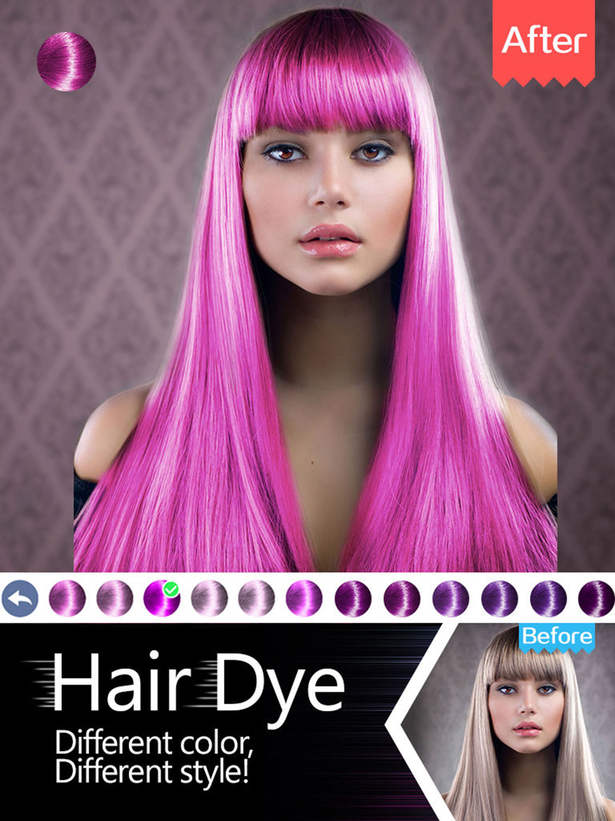Hair Dye-Wig Color Changer,Splash Filters Effects screenshot 9