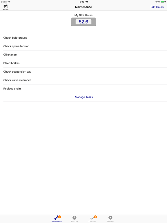 Braap: Dirt Bike Maintenance Tracker iPad screenshot 1 - Productivity app