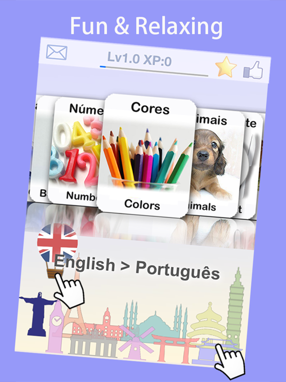 Learn Brazilian Portuguese Vocabulary FlashCards iPad screenshot 1 - Education app