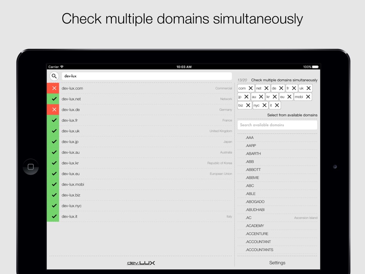 Quick Domain Check for iPad