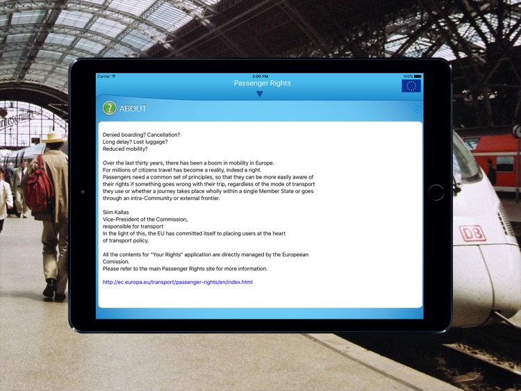 Passenger rights for iPad