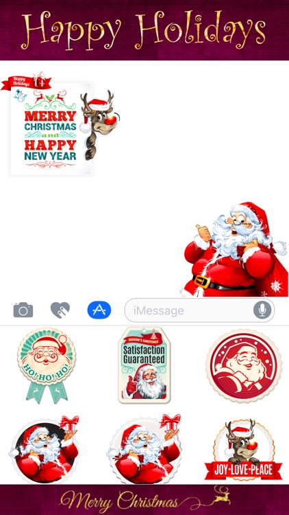 Merry Christmas & Happy New Year Vintage Stickers